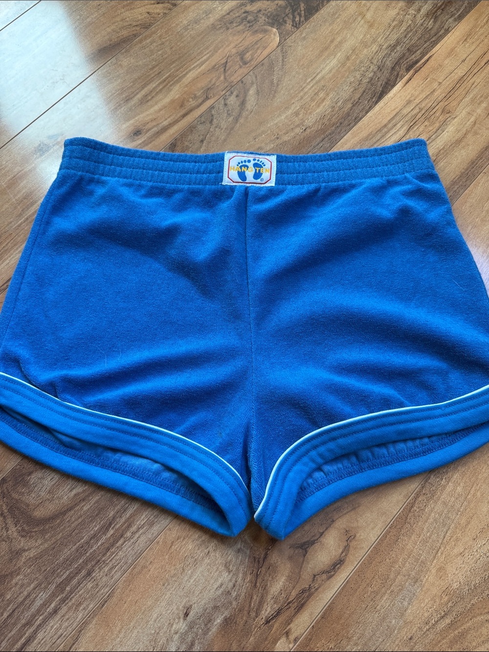 Retro Hang Ten Royal Blue Terry Athletic Shorts with White Piping